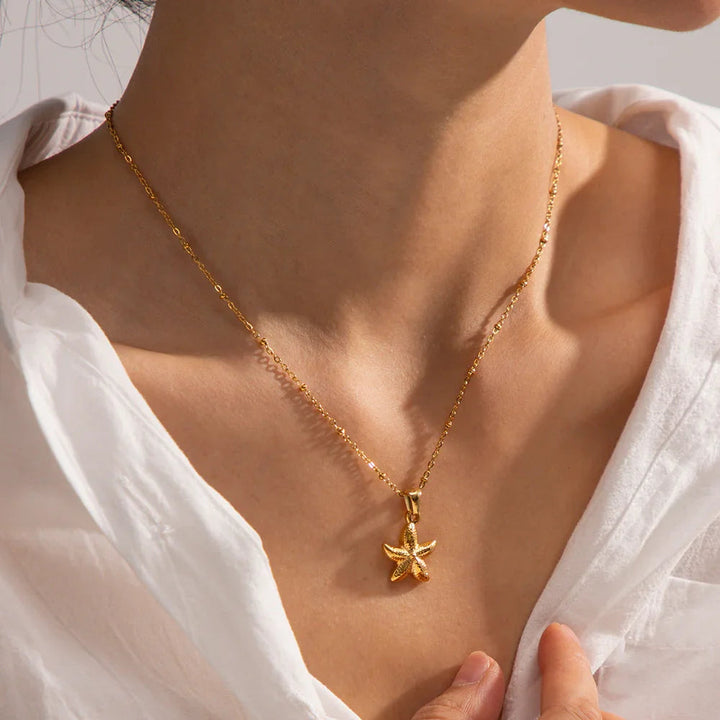 Gold-Plated Starfish Pendant Necklace for Women