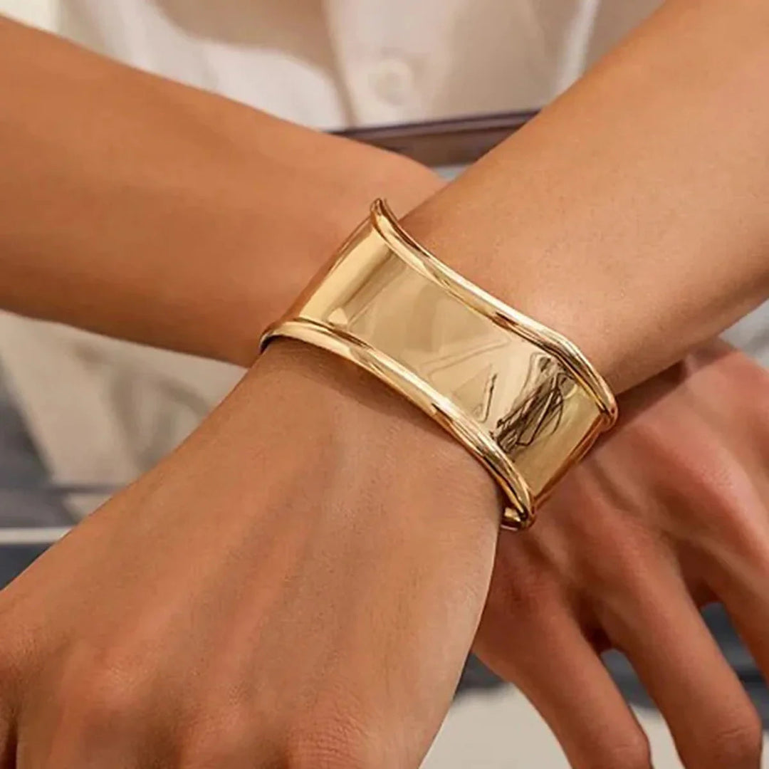Gold Plated Stainless Steel Cuff Bracelet for Women