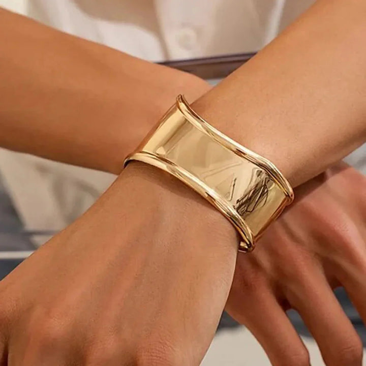 Gold Plated Stainless Steel Cuff Bracelet for Women
