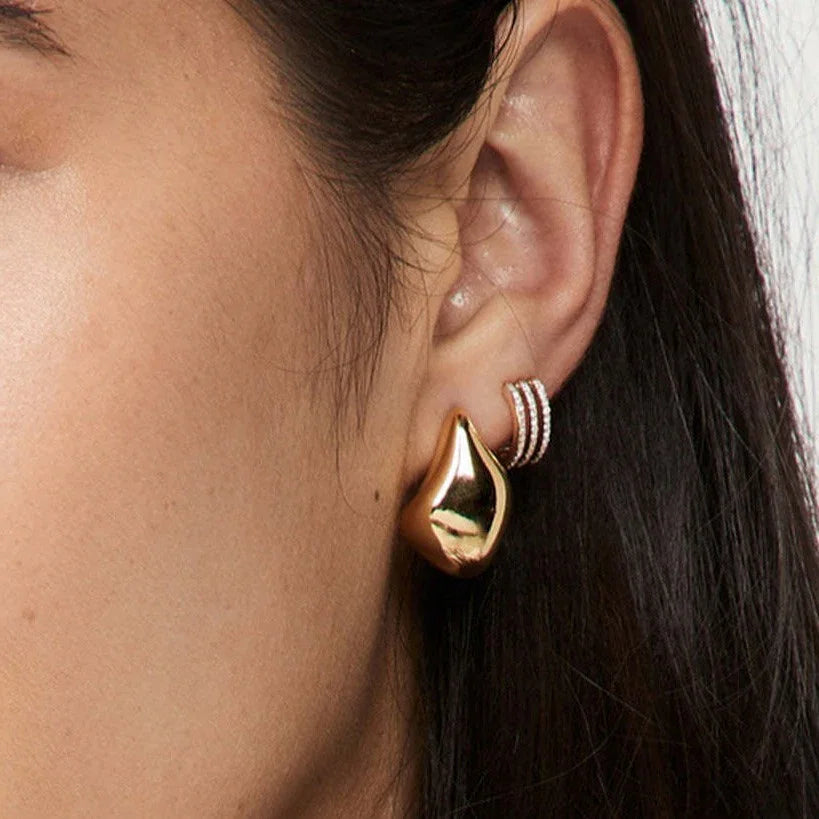 Gold-Plated Teardrop Huggie Earrings for Women