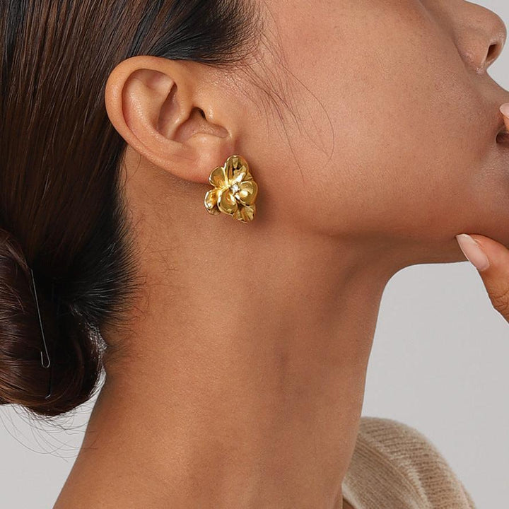 Gold-Plated Floral Earrings