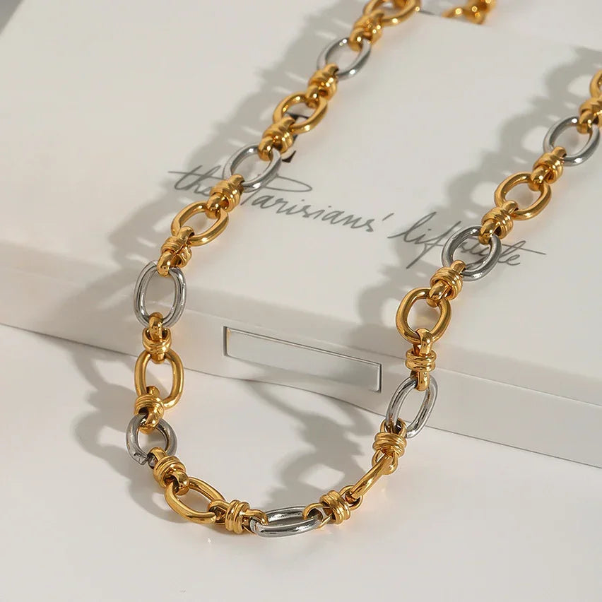 Gold-Plated Silver-Tone Chain Necklace for Women