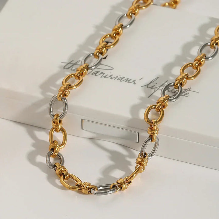 Gold-Plated Silver-Tone Chain Necklace for Women