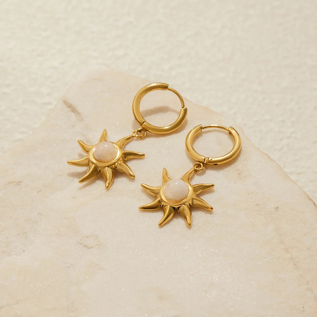 Gold Plated Synthetic Stone Drop Earrings for Women