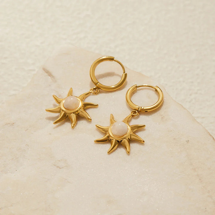 Gold Plated Synthetic Stone Drop Earrings for Women