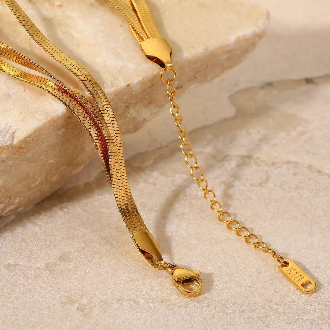 Gold-Plated Layered Herringbone Bracelet