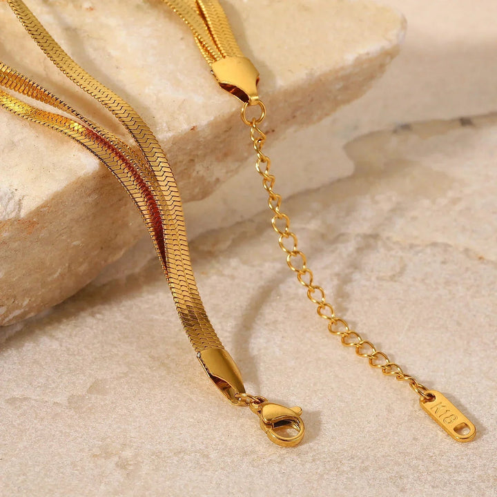 Gold-Plated Layered Herringbone Bracelet