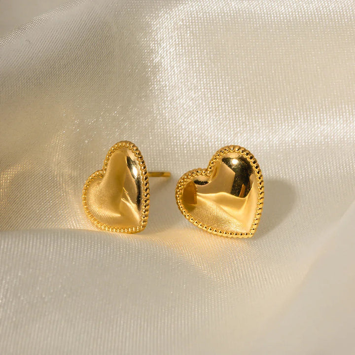Gold-Plated Heart-Shaped Stud Earrings