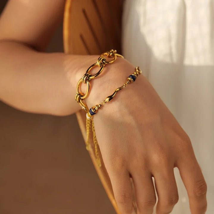 Gold-Plated Quintessa Layered Chain Pearl Bracelet