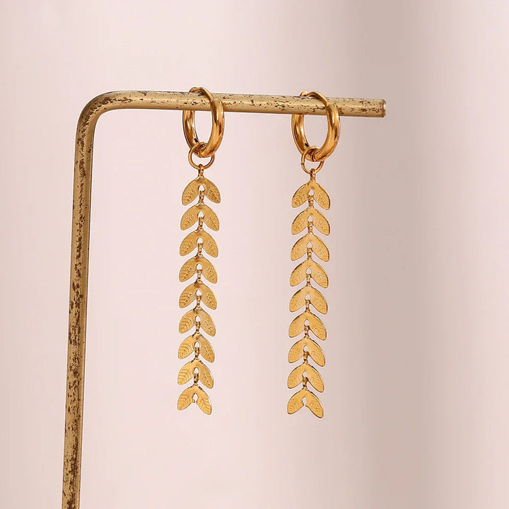Gold-Plated Fishtail Drop Earrings For Women
