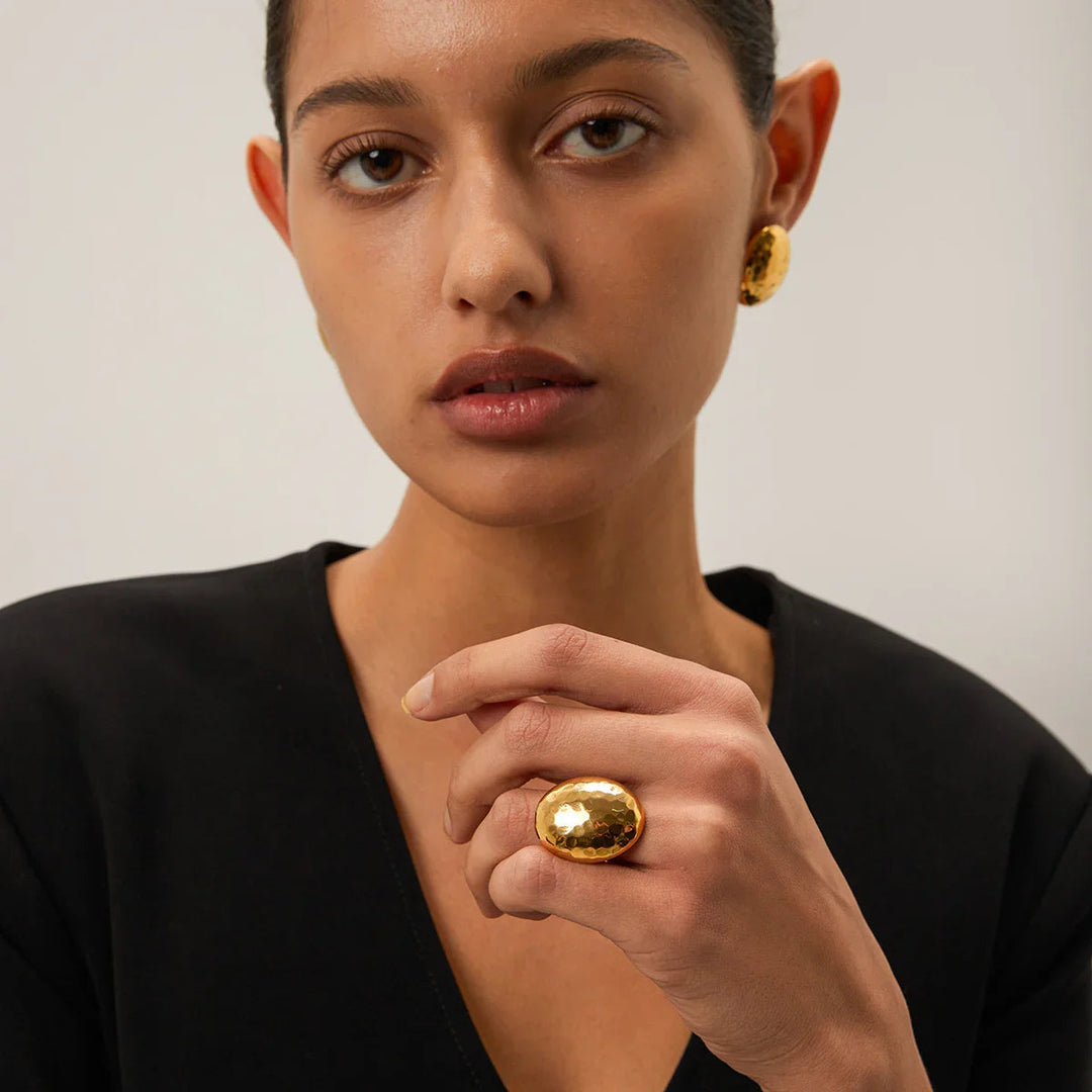 Gold-Plated Chunky Dome Ring Perfect for A Bold Statement
