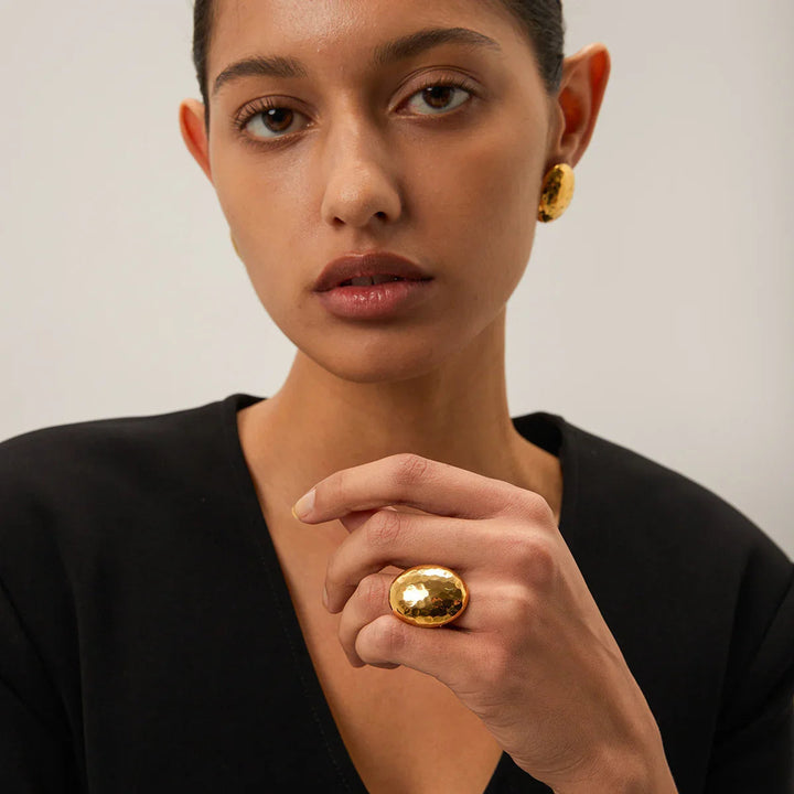 Gold-Plated Chunky Dome Ring Perfect for A Bold Statement