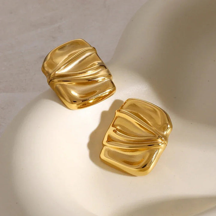 Gold-Plated Textured Stud Earrings for Women