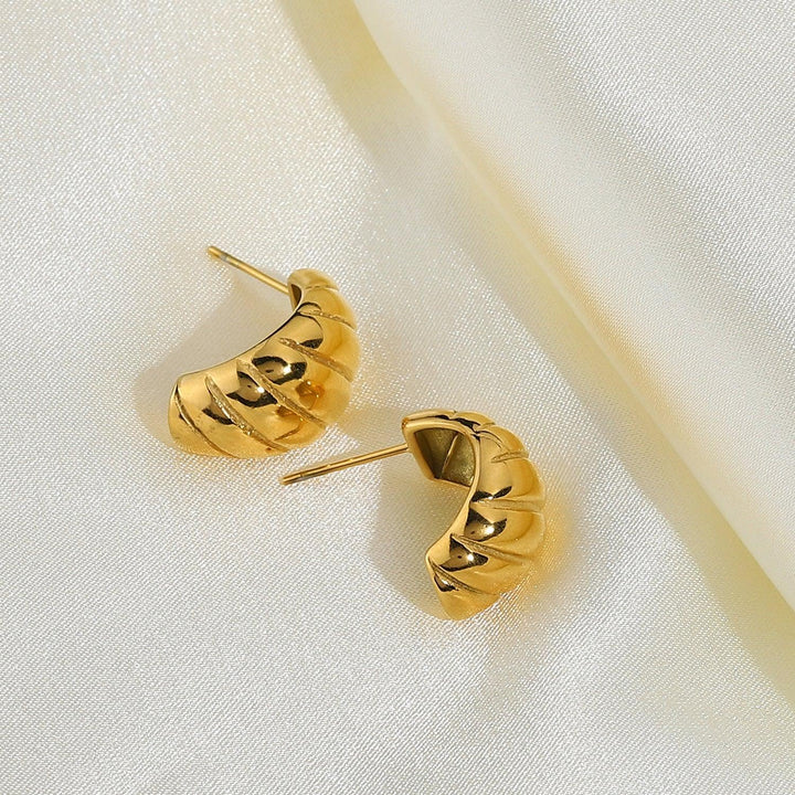 Gold-Plated Textured Huggie Earrings for Women