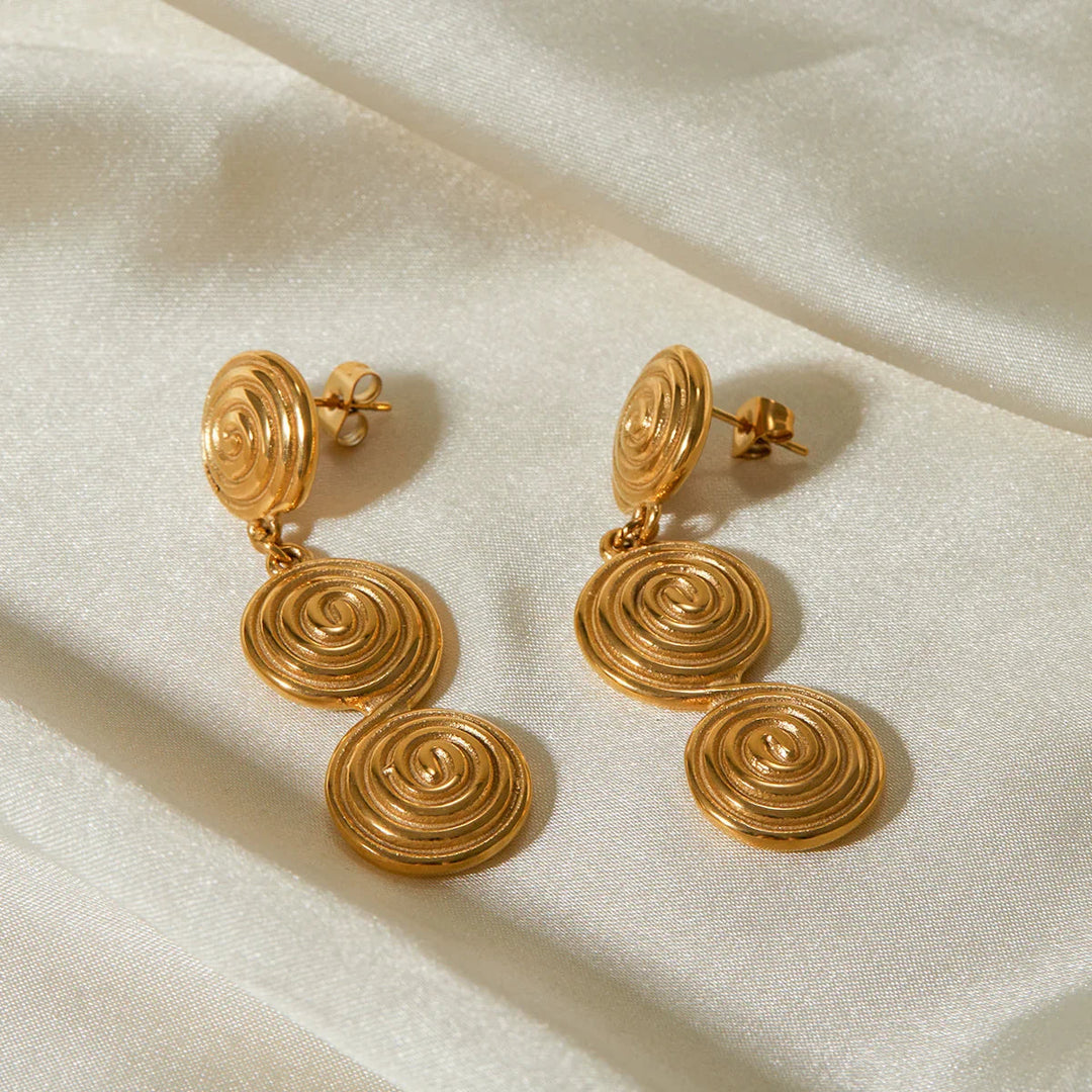 Gold-Plated Infinity Spiral Earrings for Women with Stainless Steel