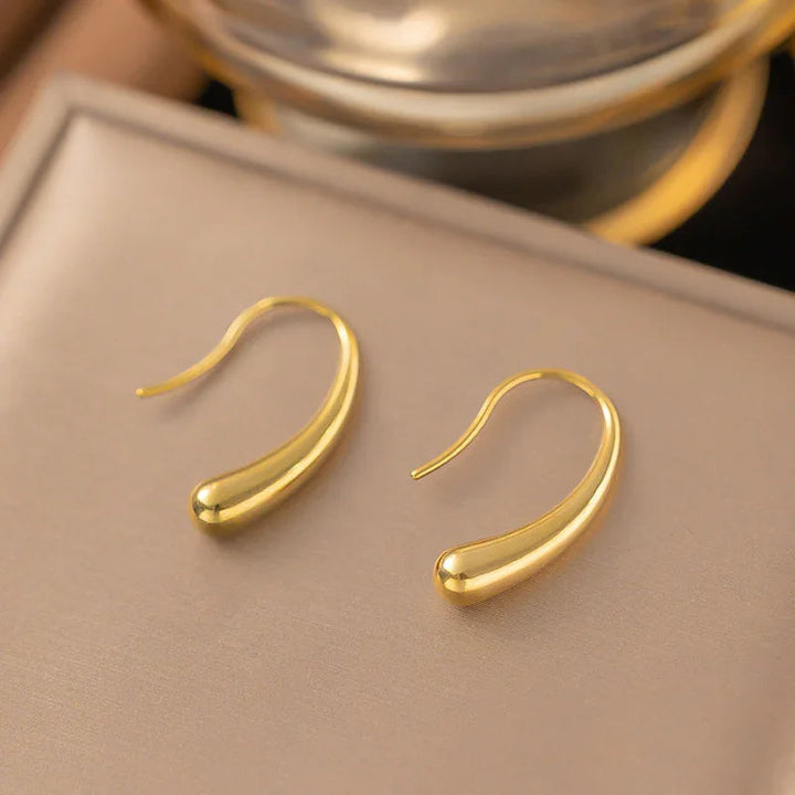 Gold-Plated Curved Drop Earrings for Women