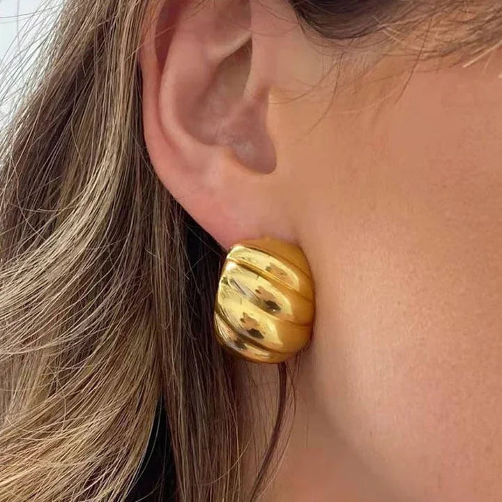 Gold-Plated Textured Huggie Earrings for Women