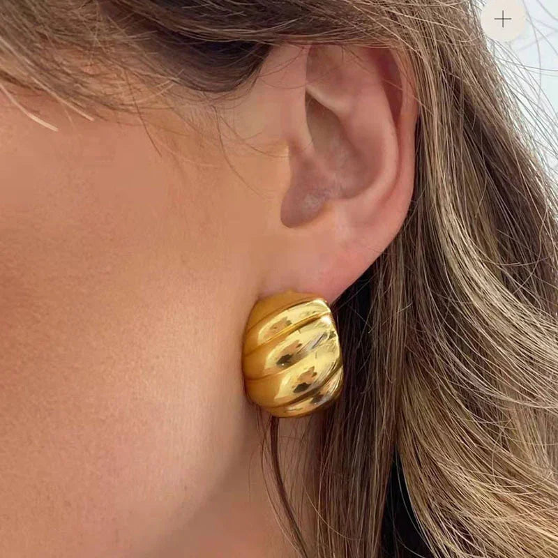 Gold-Plated Textured Huggie Hoop Earrings for Women