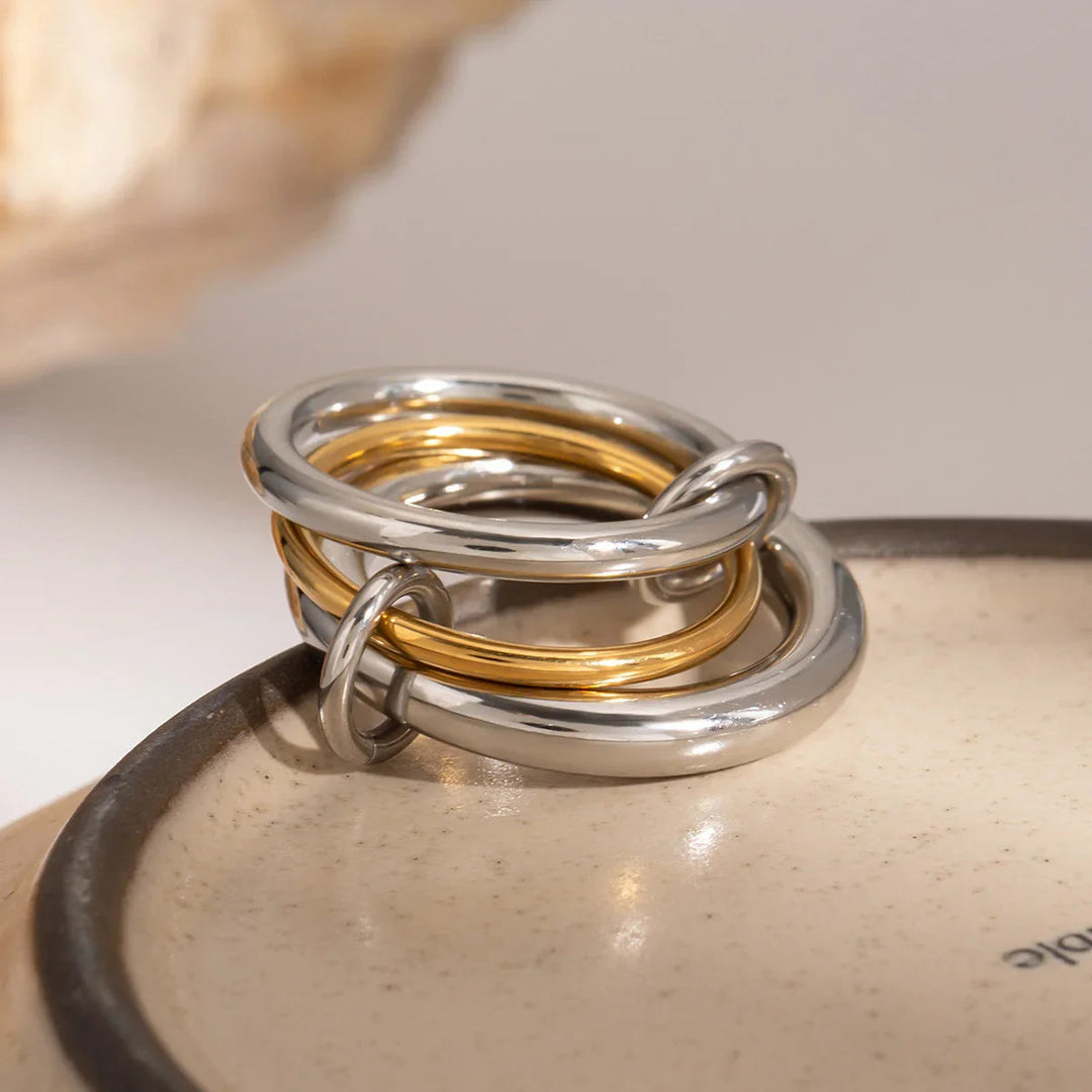Gold-Plated Silver-Tone Stackable Ring for Women