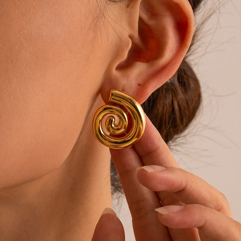 Gold-Plated Spiral Earrings