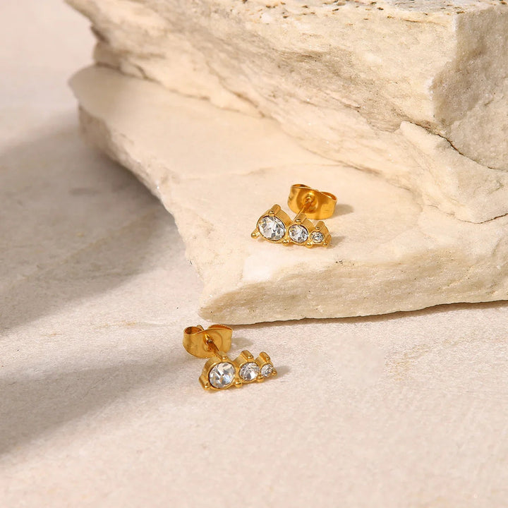 Gold-Plated Cubic Zirconia Stud Earrings for Women