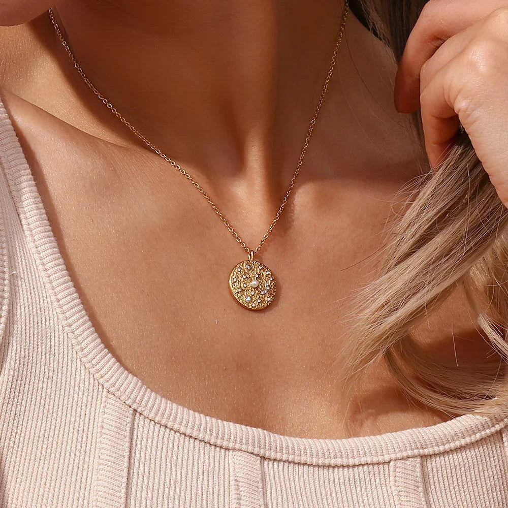 Gold-Plated Cosmic Pendant Necklace For Women
