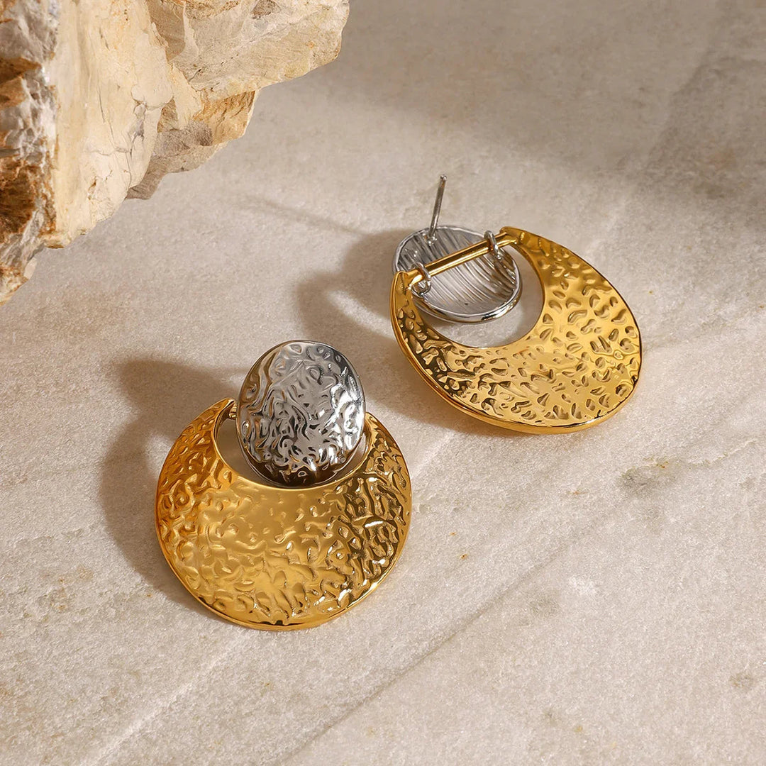 Gold-Plated Silver-Tone Crescent Drop Earrings