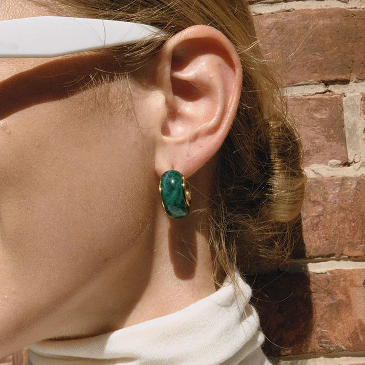 Gold-Plated Chunky Enamel Hoop Earrings