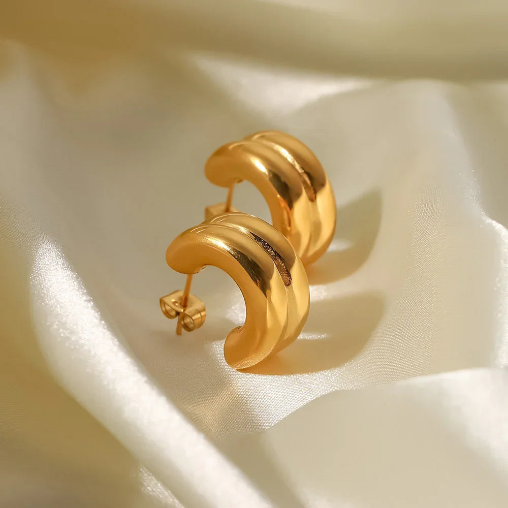Gold-Plated Chunky Hoop Earrings