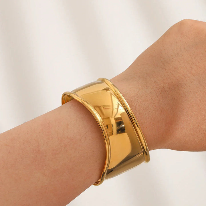 Gold Plated Stainless Steel Cuff Bracelet for Women