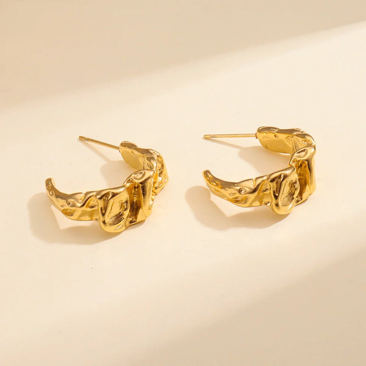 Gold-Plated Textured Huggie Earrings for Women