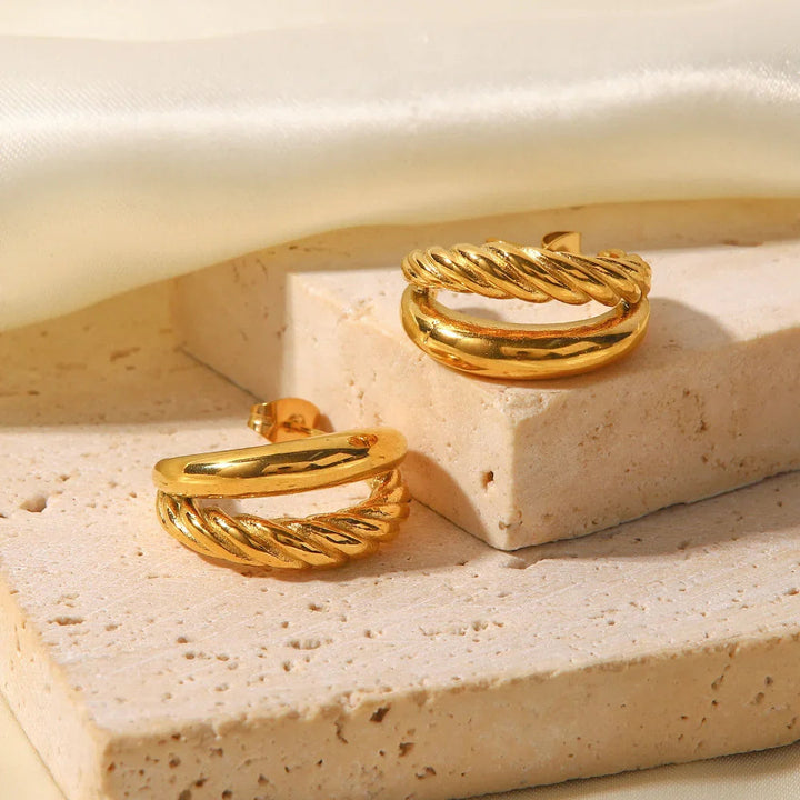 Gold-Plated Layered Hoop Earrings for Women