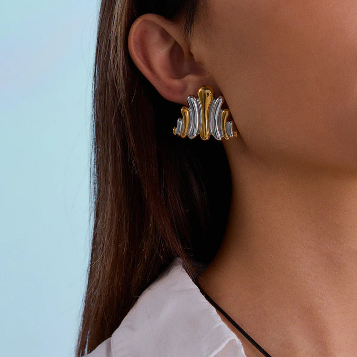 Gold-Plated Ripple Earrings for Women