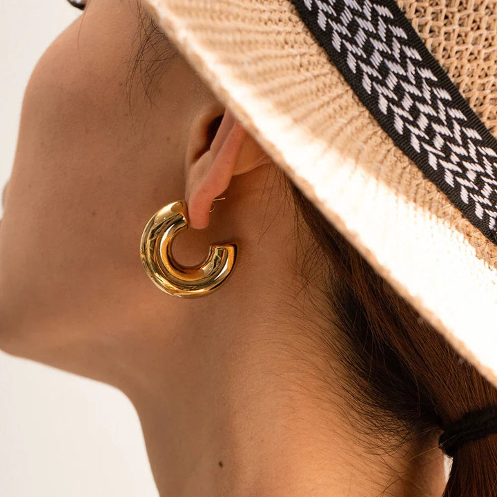Gold-Plated Chunky Hoop Earrings