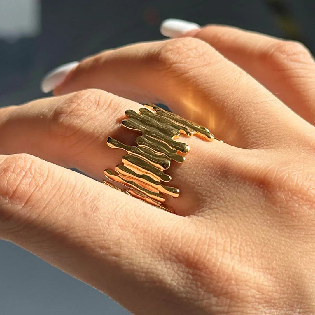 Gold Plated Abstract Statement Ring for Women