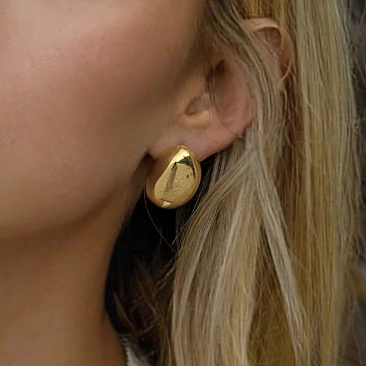 Gold-Plated Bean Stud Earrings for Women