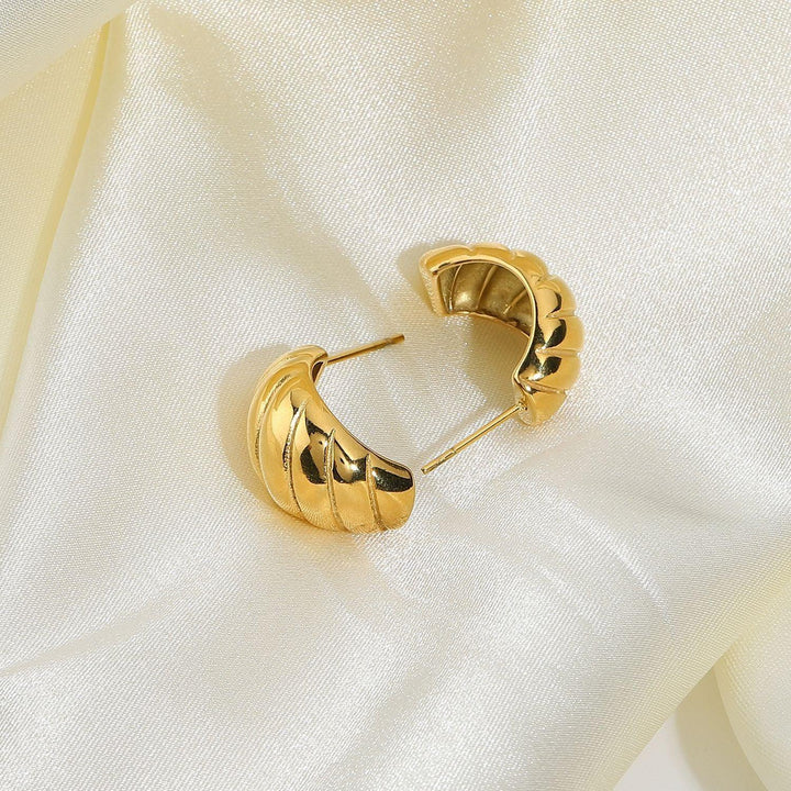 Gold-Plated Textured Huggie Earrings for Women