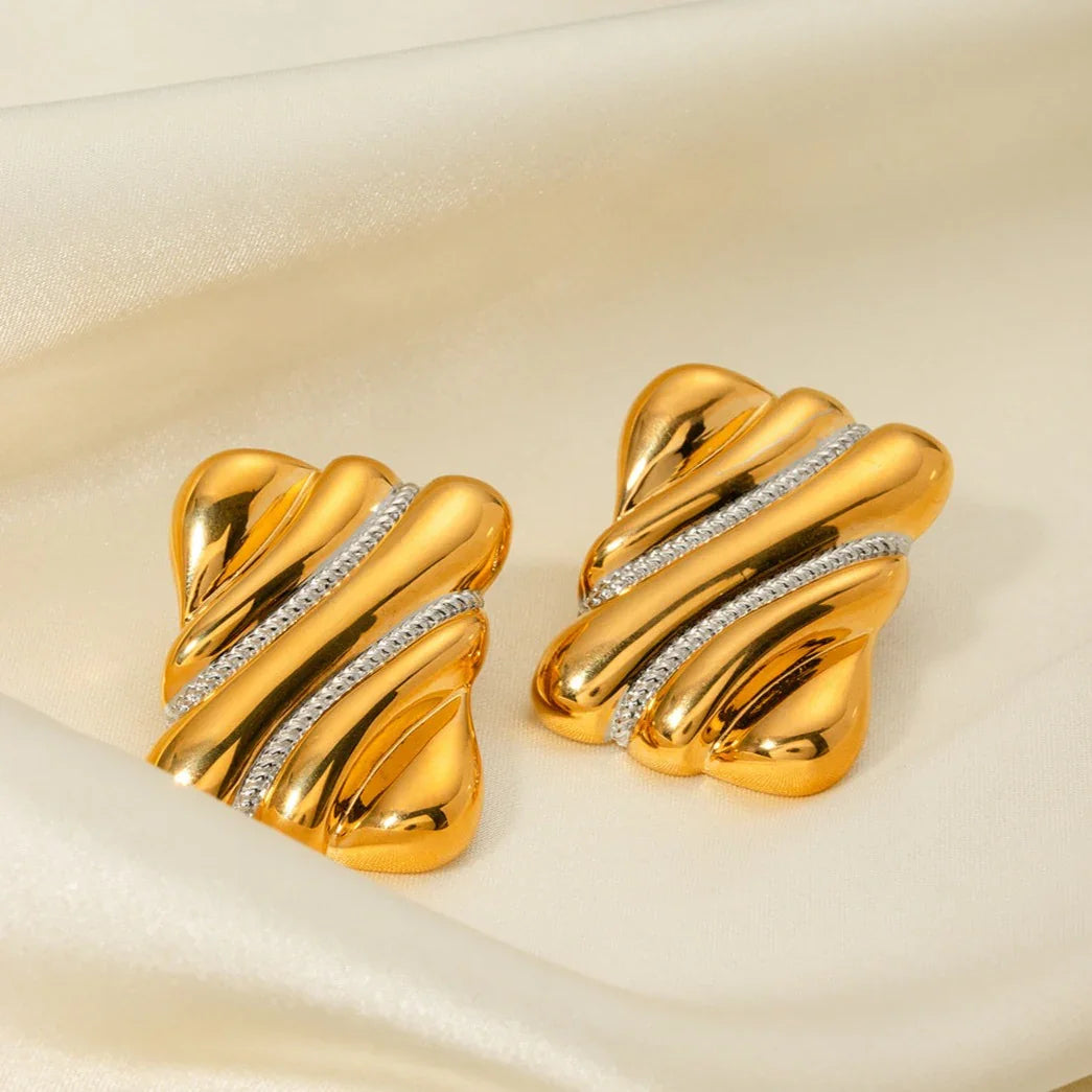 Gold-Plated Vintage-Inspired Earrings with Silver Detailing
