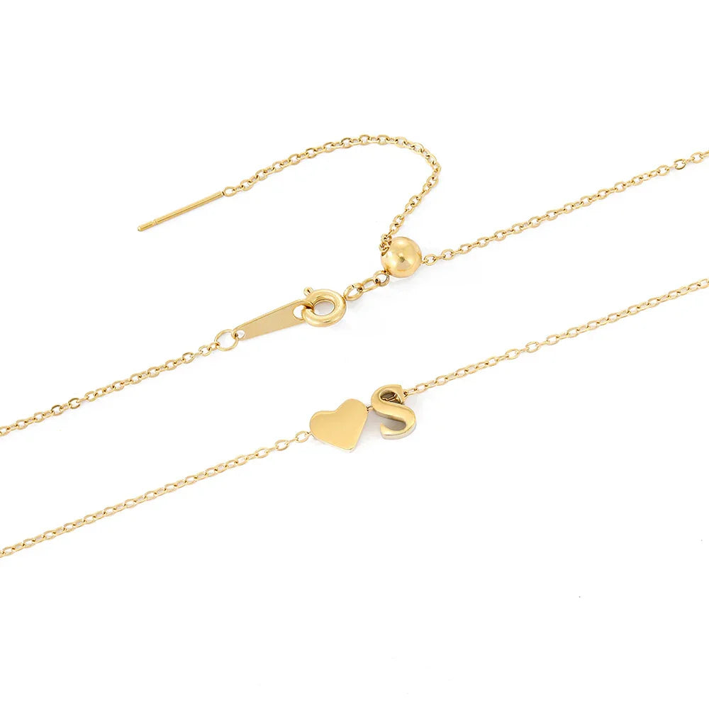 Gold-Plated Initial Heart Pendant Necklace