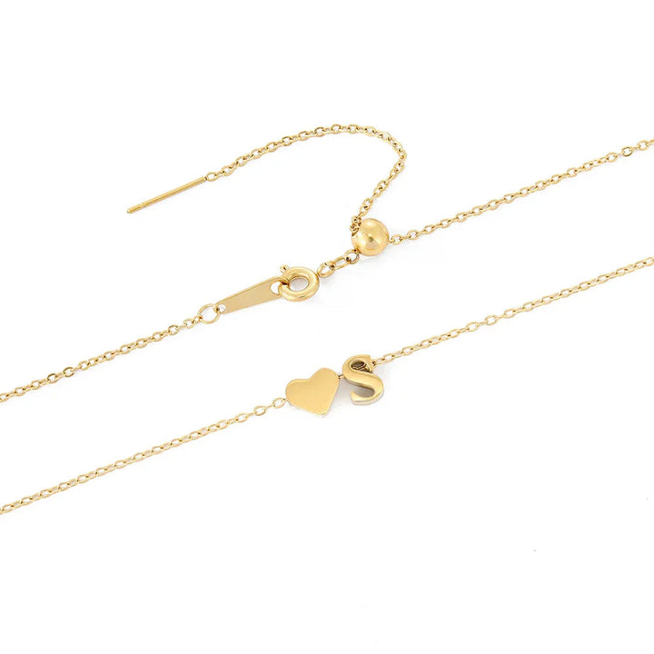 Gold-Plated Initial Heart Pendant Necklace
