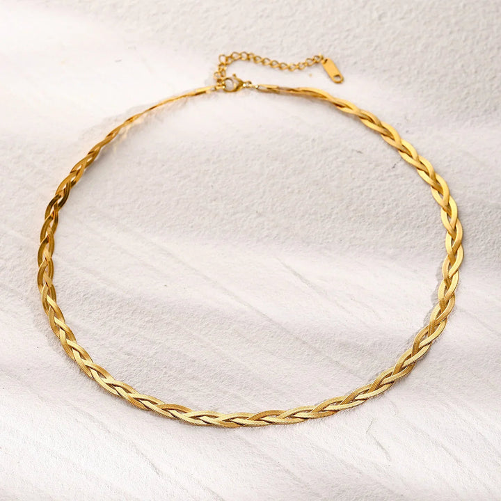 Gold-Plated Herringbone Layered Necklace