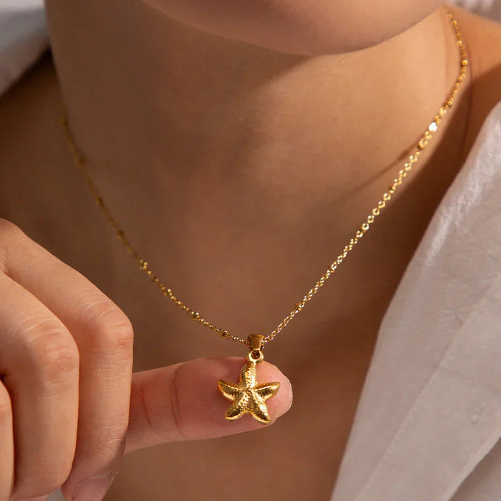Gold-Plated Starfish Pendant Necklace for Women
