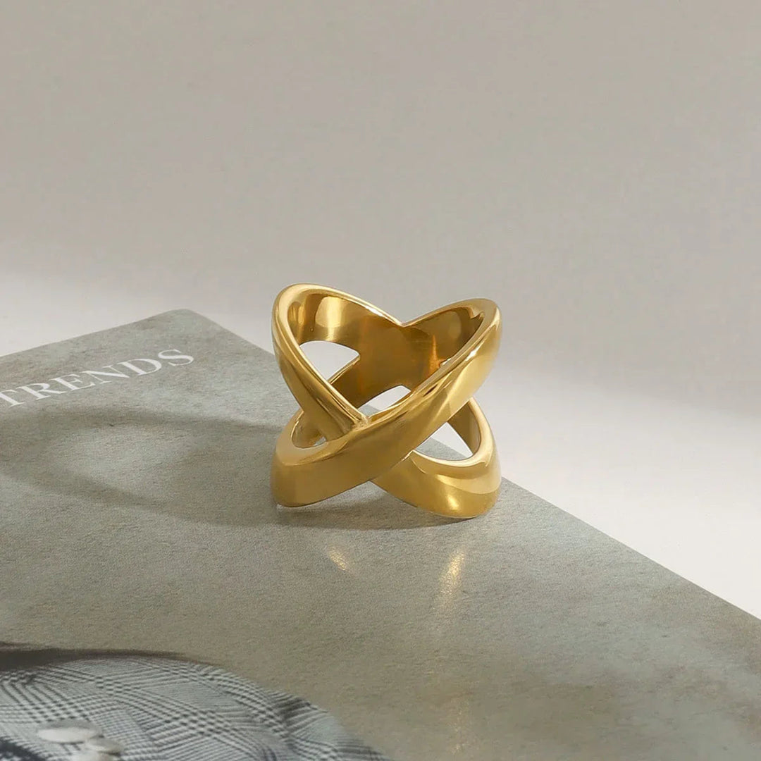 Gold-Plated Cross Ring for Women