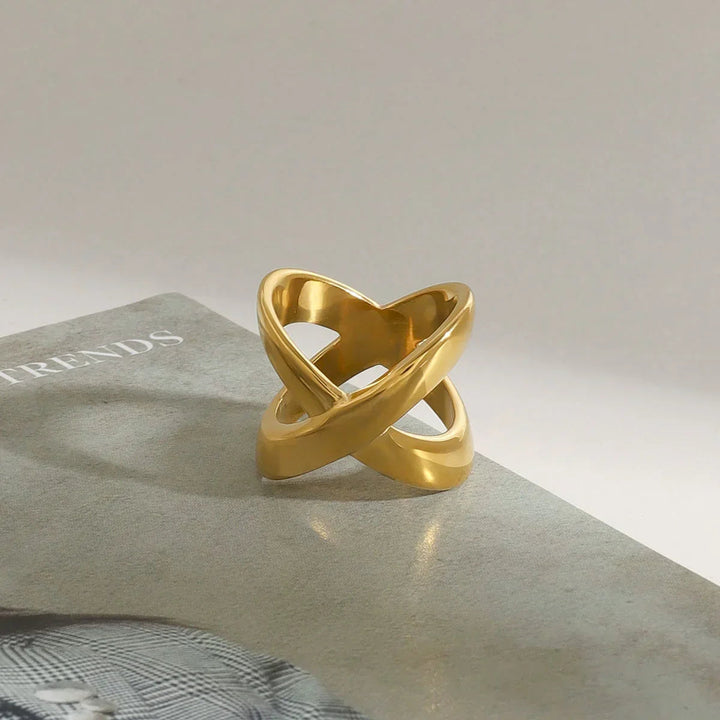 Gold-Plated Cross Ring for Women