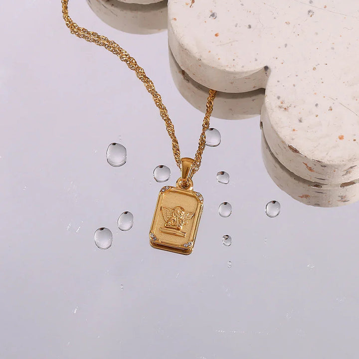 Gold-Plated Angel Pendant Necklace For Women