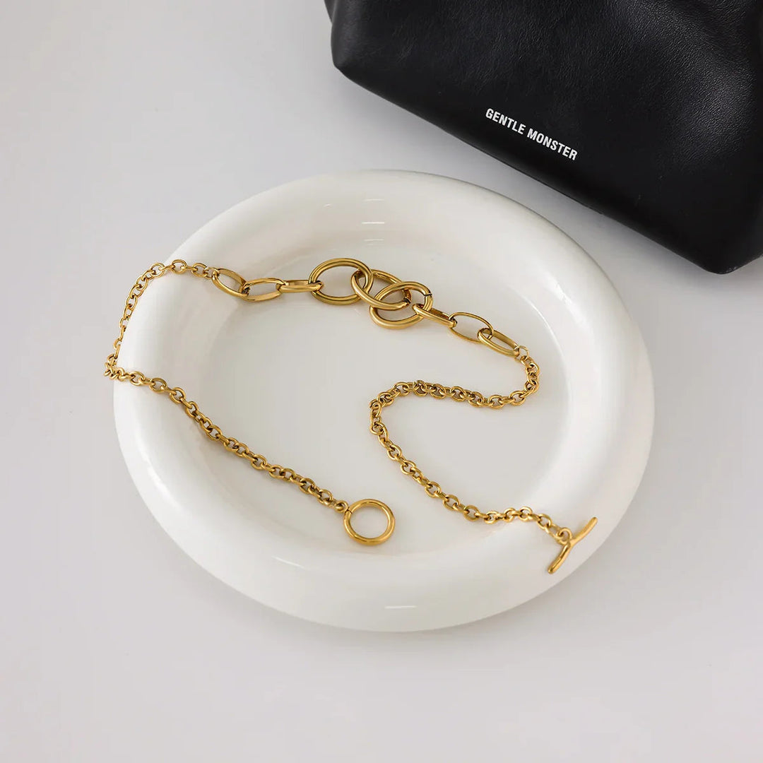 Gold Plated Chain Necklace with Toggle Clasp