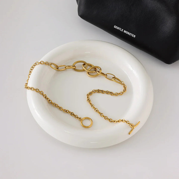 Gold Plated Chain Necklace with Toggle Clasp