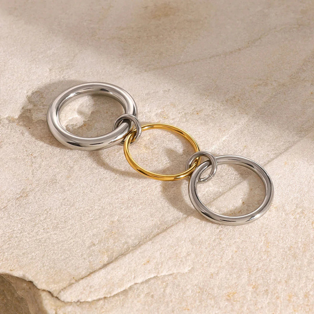 Gold-Plated Silver-Tone Stackable Ring for Women