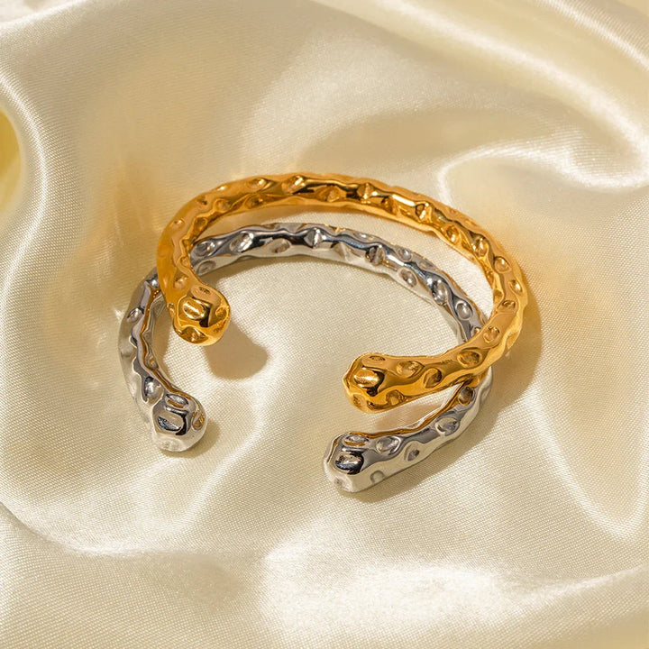 Gold-Plated Hammered Cuff Bracelet and Classic Design