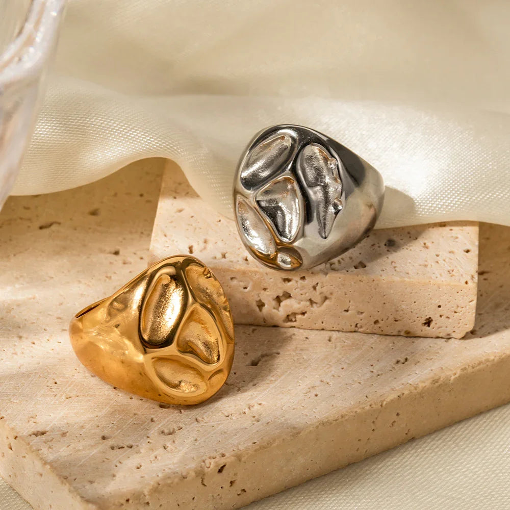 Gold-Plated Irregular Statement Ring for Women